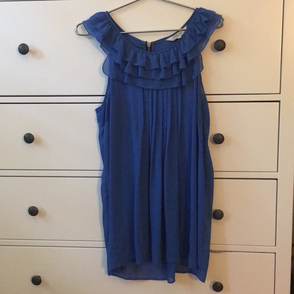 Sheer Blue Ruffle Top